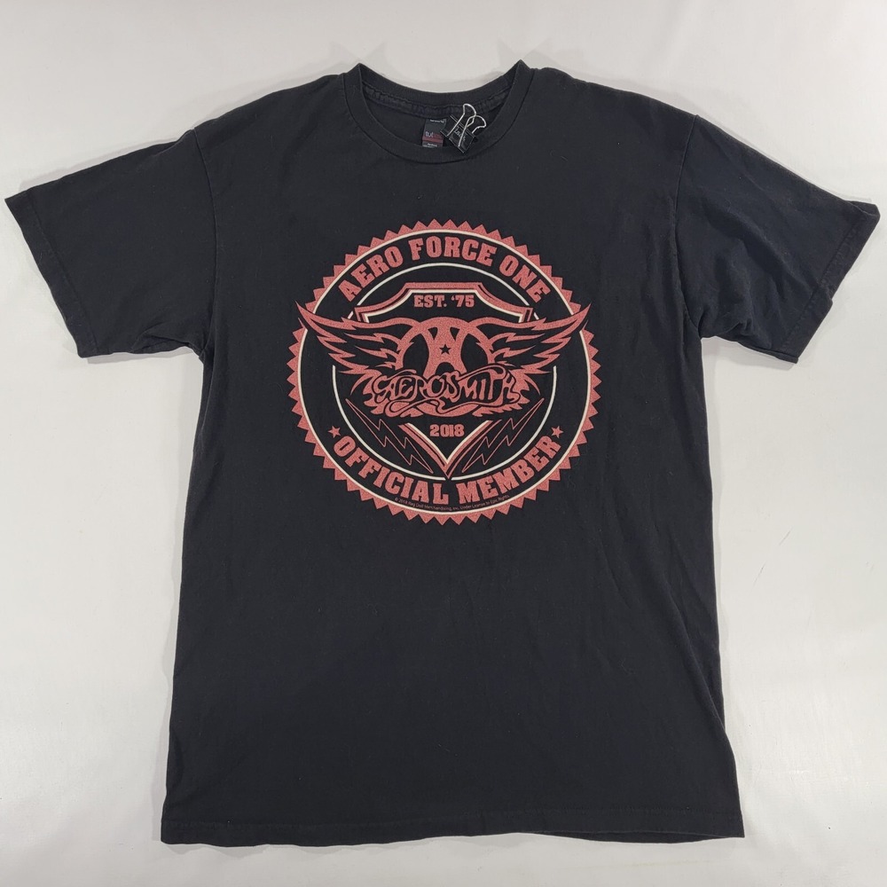 Aerosmith Aero Force One 2018 Official‎ Member Tee Shirt T-shirt Black Sz Medium